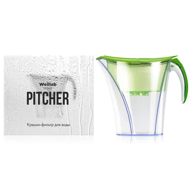 Su üçün Welllab Aqua PITCHER dolça-süzgəci, yaşıl