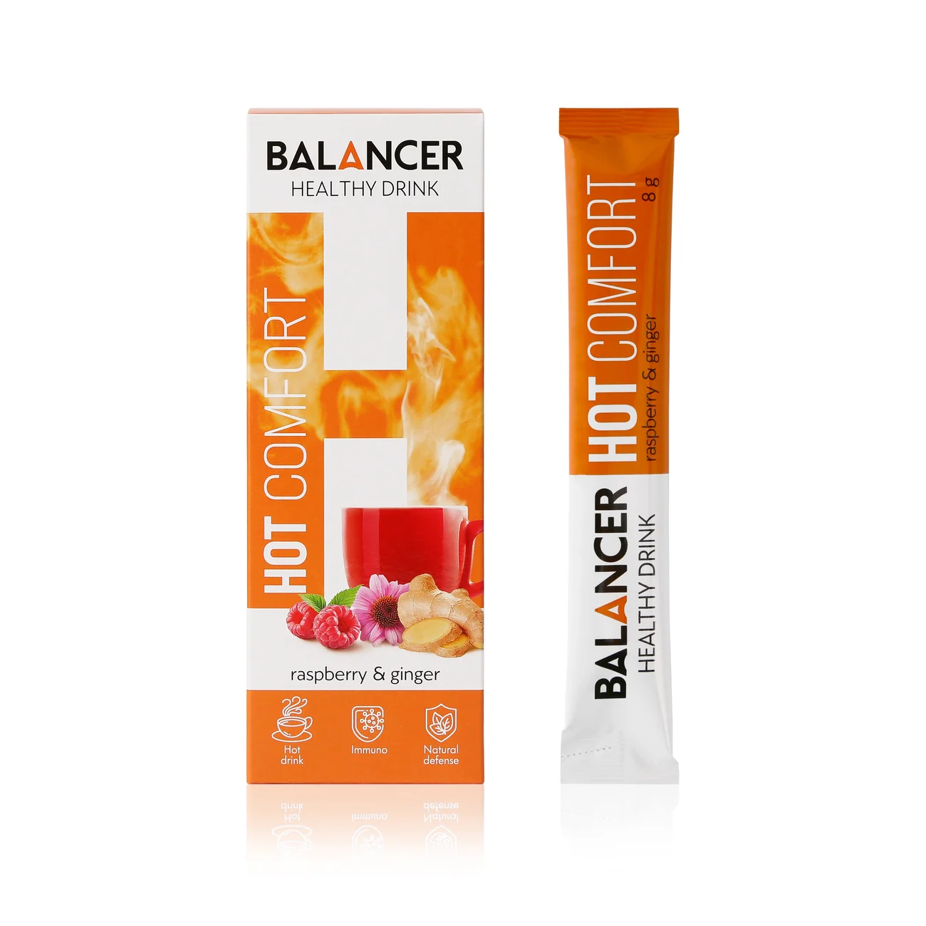 BALANCER HOT COMFORT Raspberry Ginger Hot Drink for Immunity, 10 sticks