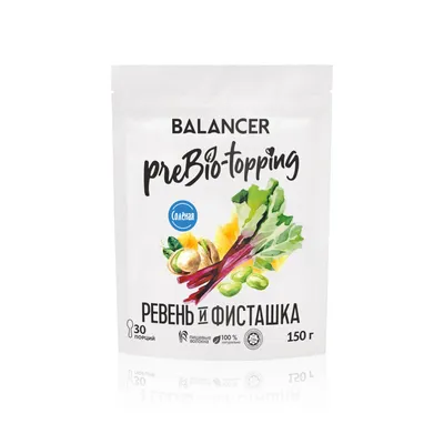 Complex food additive BALANCER Prebio-topping "Rhubarb and pistachio", salted, 150 g