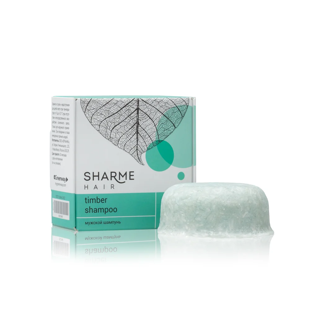 Sharme Hair Timber Natural Solid Shampoo for Men with timber fragrance, 50 g