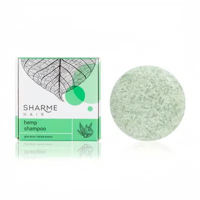 Naturalny szampon w kostce Sharme Hair Hemp z olejem konopnym do każdego rodzaju włosów, 50 g