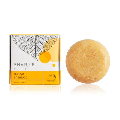 Naturalny szampon w kostce Sharme Hair Mango z olejkiem z mango, nawilżający, 50 g