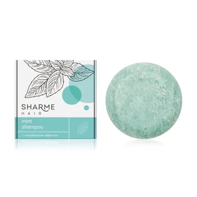 Natural solid shampoo Sharme Hair Mint with a tonic effect, 50 g