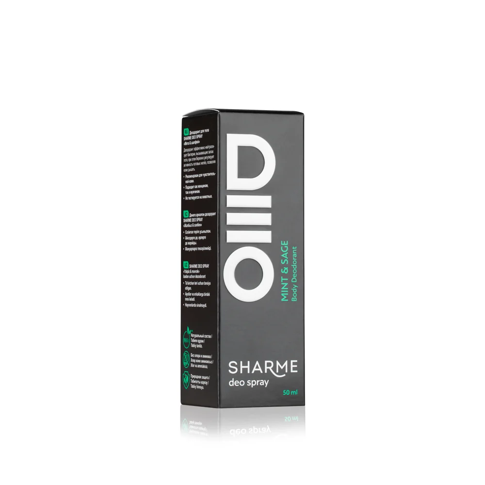 SHARME DEO SPRAY Natural Body Deodorant "Mint & Sage", 50 ml
