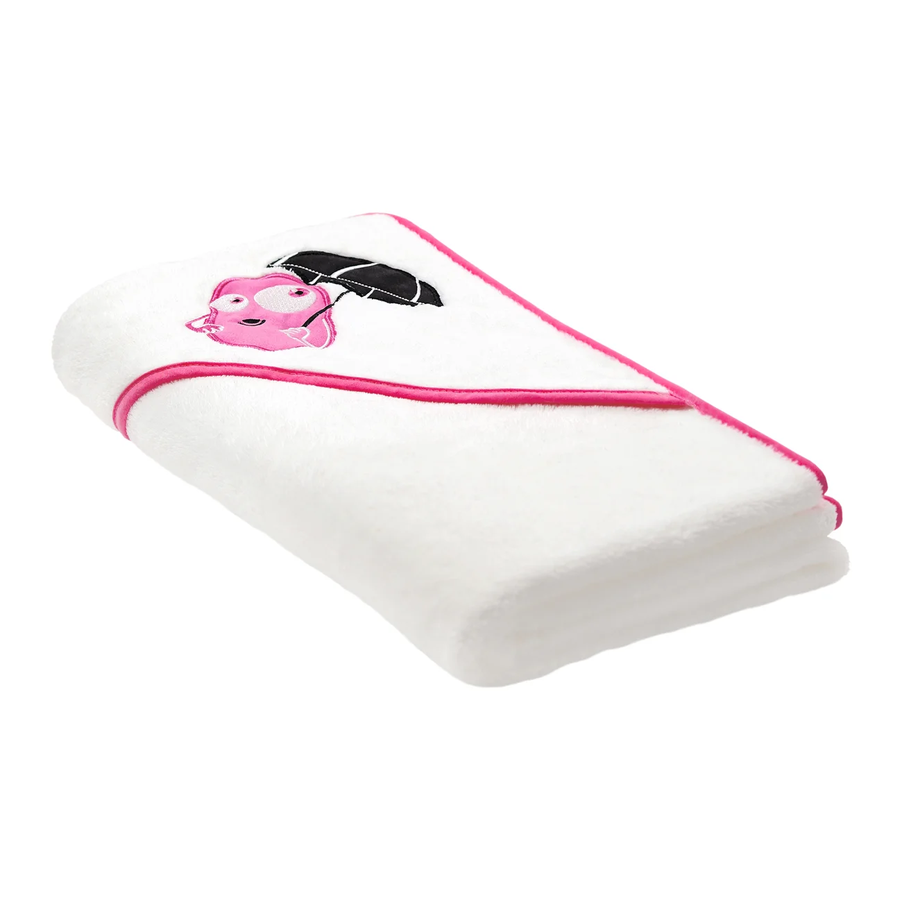 Green Fiber & Totty Сorner baby towel, white with pink edge
