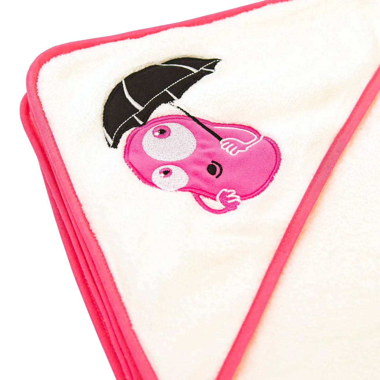 Green Fiber & Totty Сorner baby towel, white with pink edge