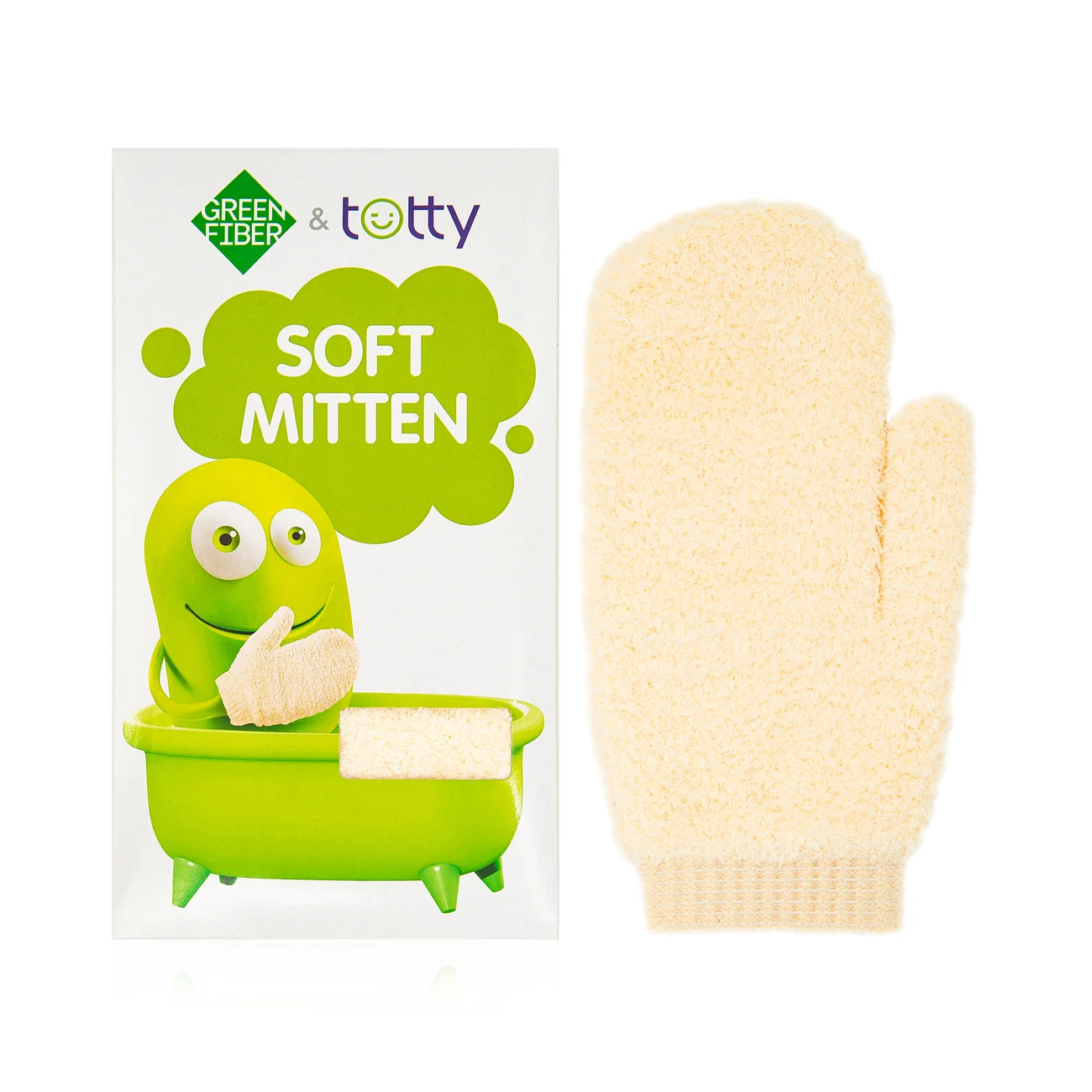 Children's soft mitten Green Fiber & Totty, beige