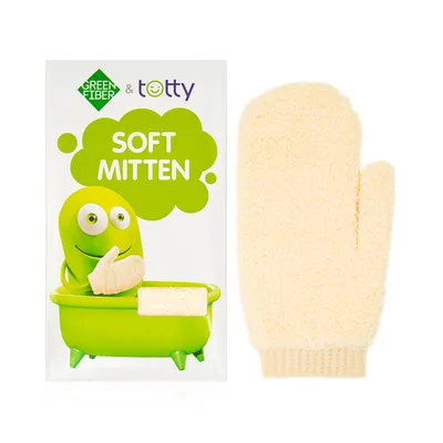 Children's soft mitten Green Fiber & Totty, beige