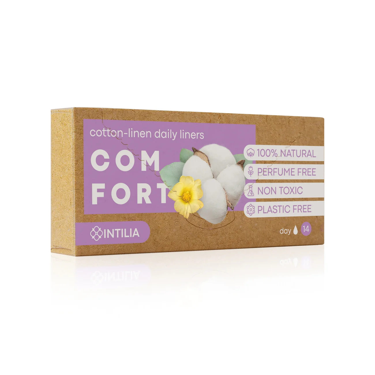 INTILIA daily cotton-linen feminine pads, 14 pieces