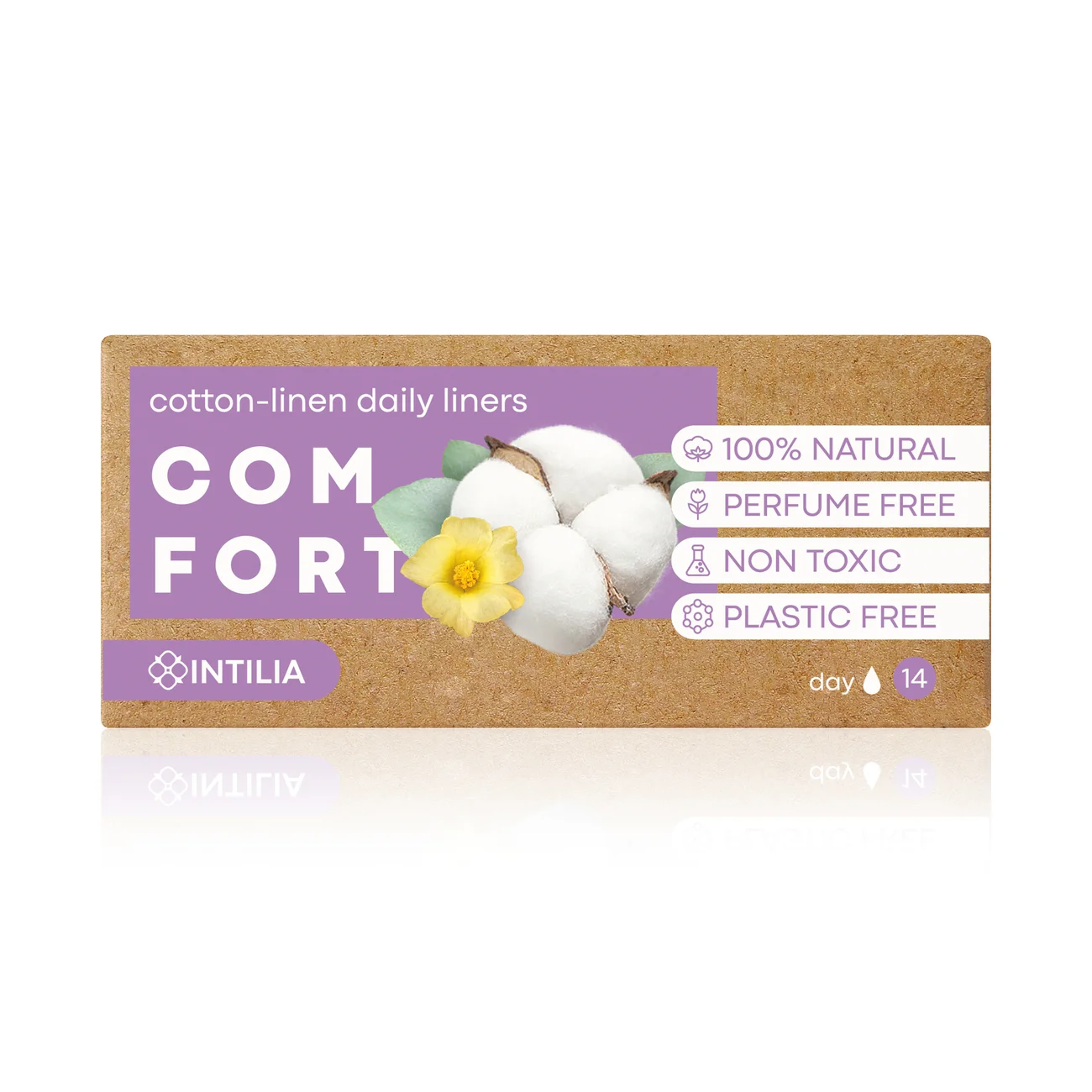 INTILIA daily cotton-linen feminine pads, 14 pieces