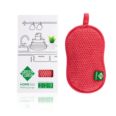 Green Fiber HOME S15 ฟองน้ำสำหรับล้างจาน, สีปะการัง
