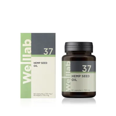 Doplněk stravy s konopným olejem WELLLAB HEMP SEED OIL, 60 kapslí