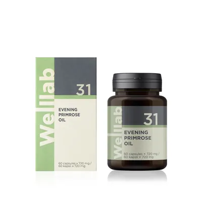 Doplněk stravy WELLLAB EVENING PRIMROSE OIL s pupalkovým olejem, 60 kapslí