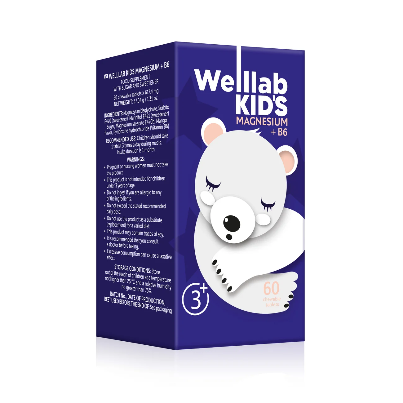 WELLLAB KIDS MAGNESIUM + B6, 60 chewable tablets