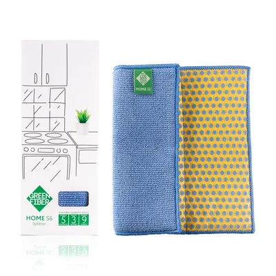 Green Fiber HOME S6 Splitter sponge double-sided for scrubbing and absorbing, blue