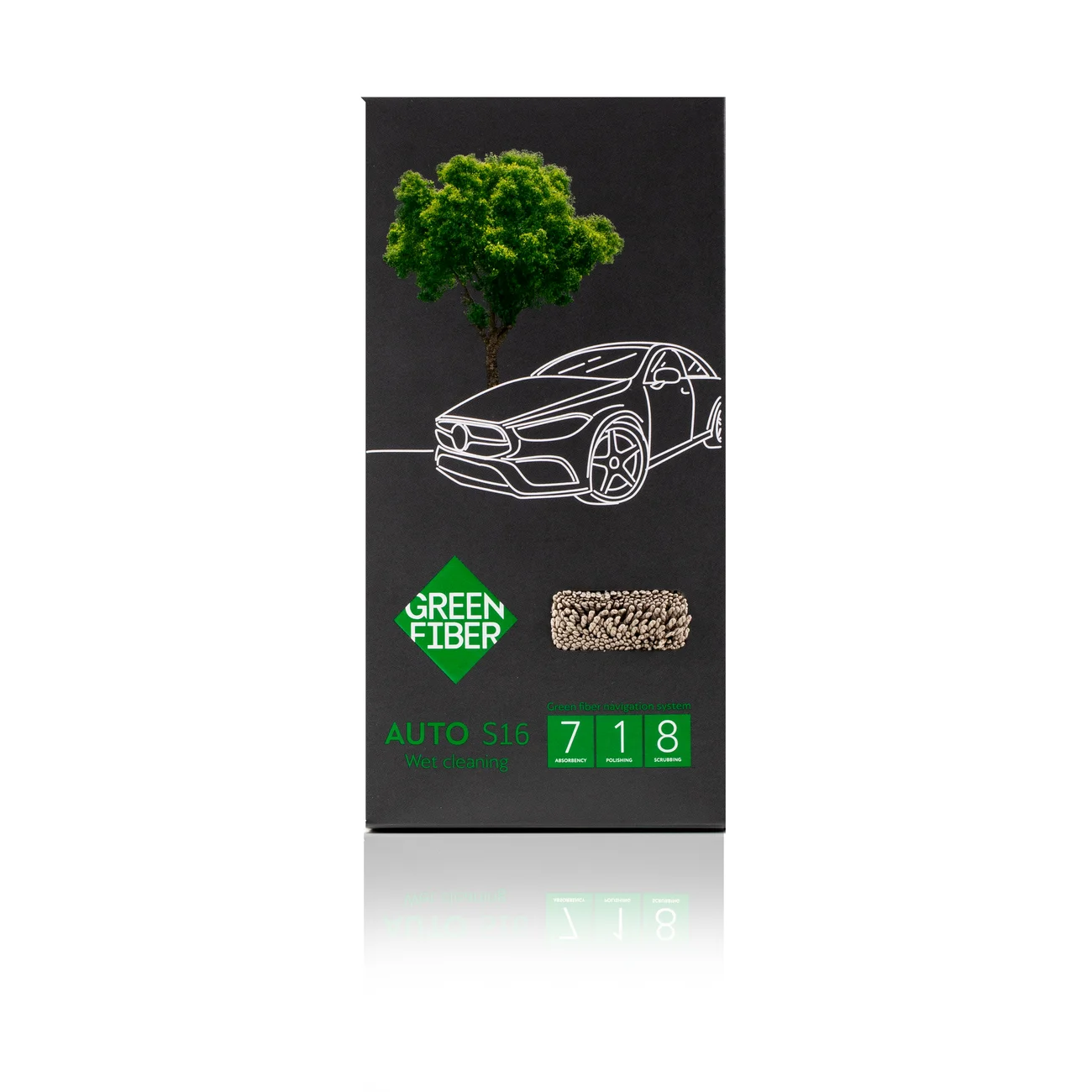 Green Fiber AUTO S16 Car towel for wet cleaning, grey