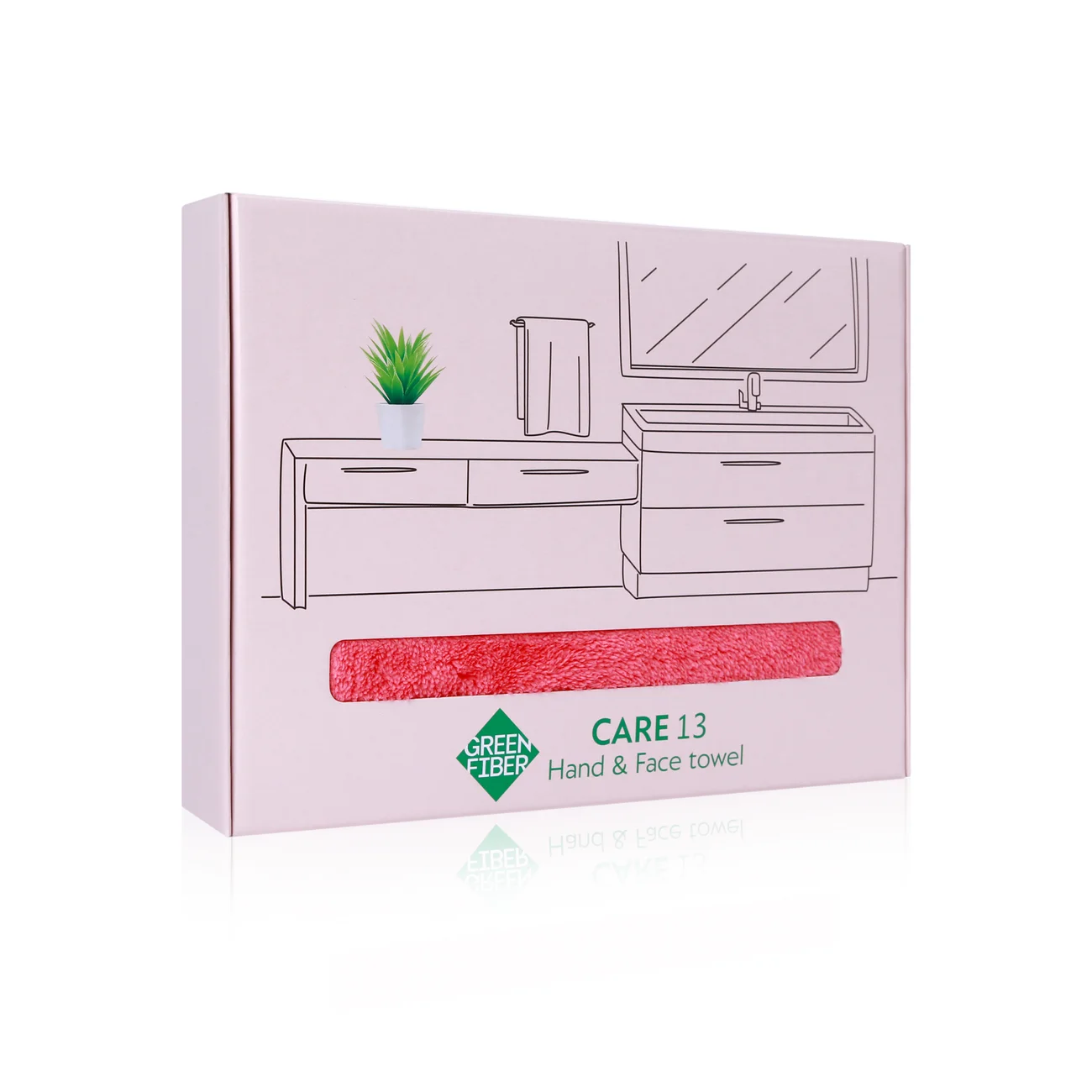 Green Fiber CARE 13 Hand & Face towel, coral