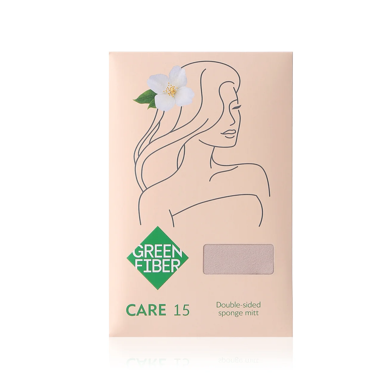Green Fiber CARE 15 Double-sided sponge mitten, beige