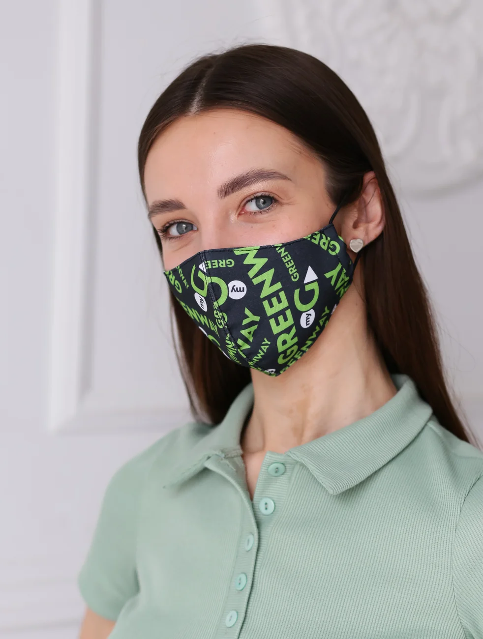 Reusable Cloth Face Mask, "Greenway" Logo, size M